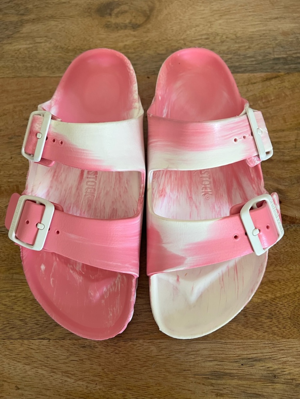 Birkenstock Arizona EVA Slide Sandal - Candy Pink / White Size 37 L6-6.5